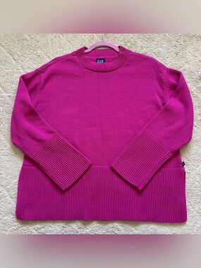 GAP Pink Cotton Crewneck Chunky Knit Sweater Minimalist Preppy Capsule Size M